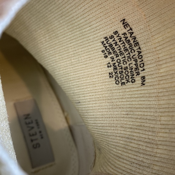 Size 8 oak white stretchy ankle boots chunky heels - Picture 7 of 12